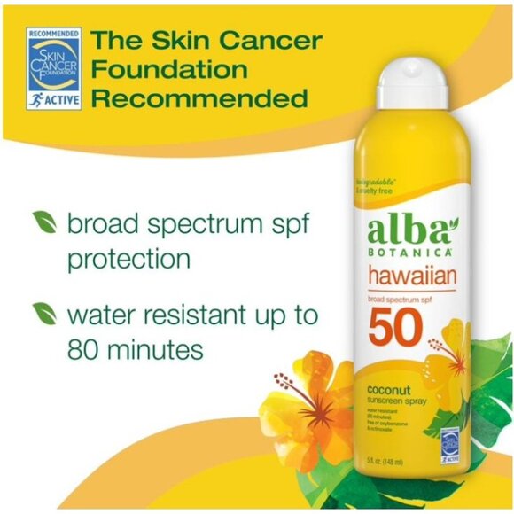 Alba Botanica Hawaiian Sunscreen Spray SPF 50, Coconut 5 fl oz - Picture 4 of 10